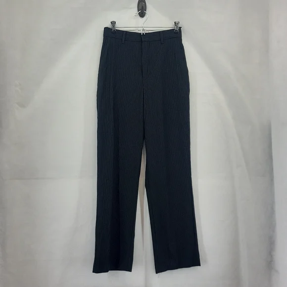 VANHEUSEN Boys' Black Pinstripe Flat Front Polyester Rayon Dress Pants - 16 Slim - Picture 1 of 16